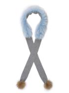 Undercover Faux-fur Pompom Scarf, Women's, Blue, Cashmere