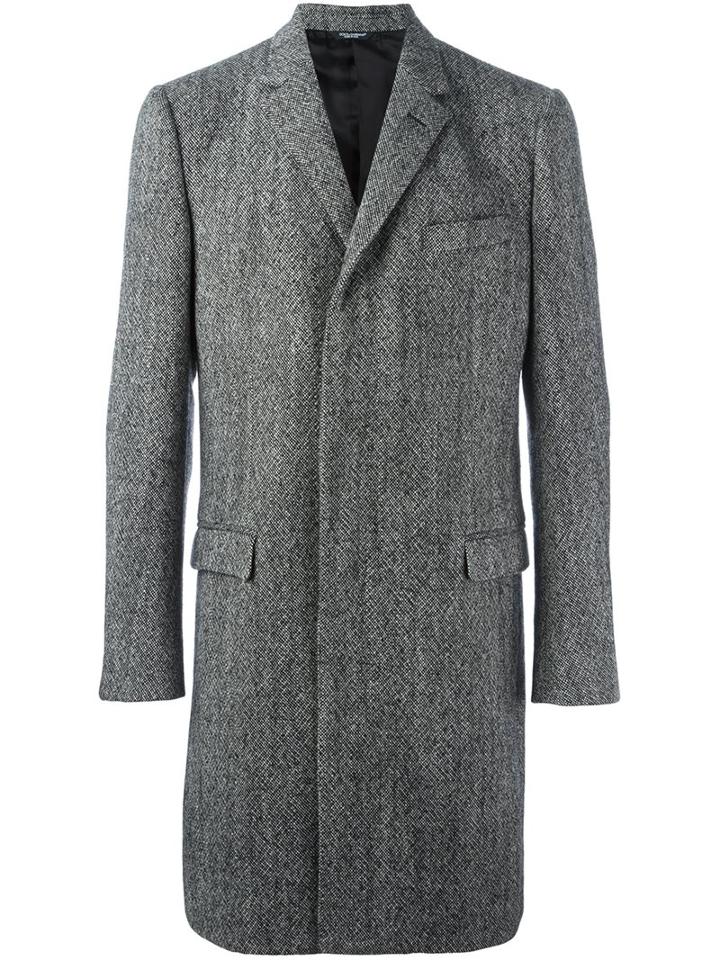 Dolce & Gabbana Tweed Coat, Men's, Size: 50, Grey, Cupro/viscose/virgin Wool