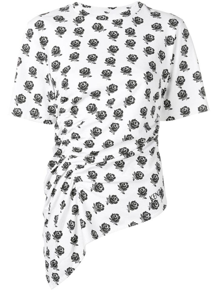 Kenzo Rose Print Ruched T-shirt - White