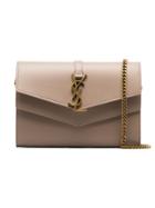 Saint Laurent Nude Sulpice Envelope Leather Clutch Bag - Neutrals