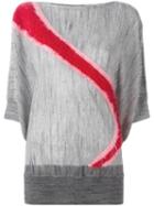 Tsumori Chisato Contrast Stripe Jumper, Women's, Size: 3, Grey, Acrylic/nylon/wool