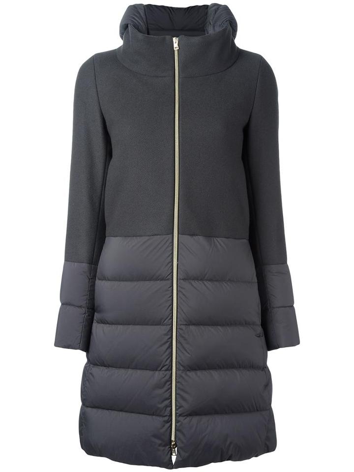 Herno Hooded Zipped Coat, Women's, Size: 44, Grey, Feather Down/polyamide/wool