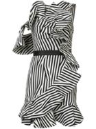 Self-portrait Striped Frill Embellished Dress - Black