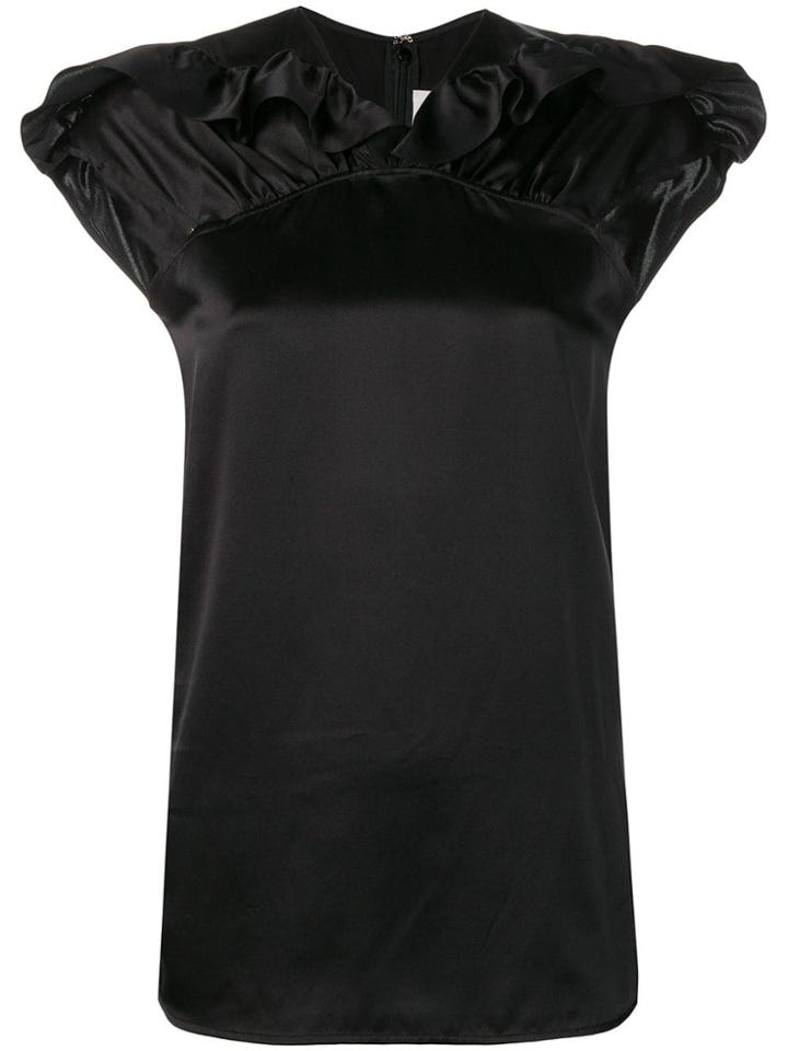 Victoria Victoria Beckham Frill Trim Satin Top - Black