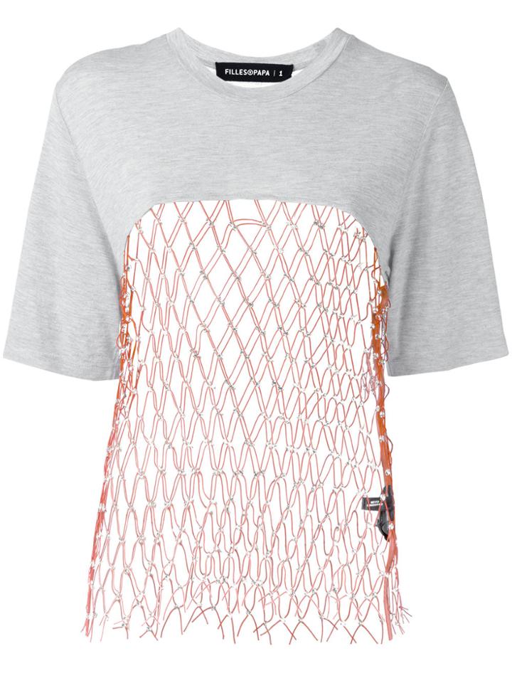 Filles A Papa Mesh Panel T-shirt - Grey