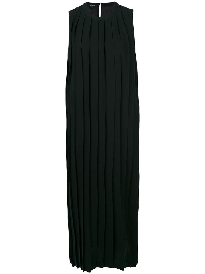 Neil Barrett - Pleated Front Dress - Women - Polyester/polyethylene/spandex/elastane/virgin Wool - 42, Black, Polyester/polyethylene/spandex/elastane/virgin Wool