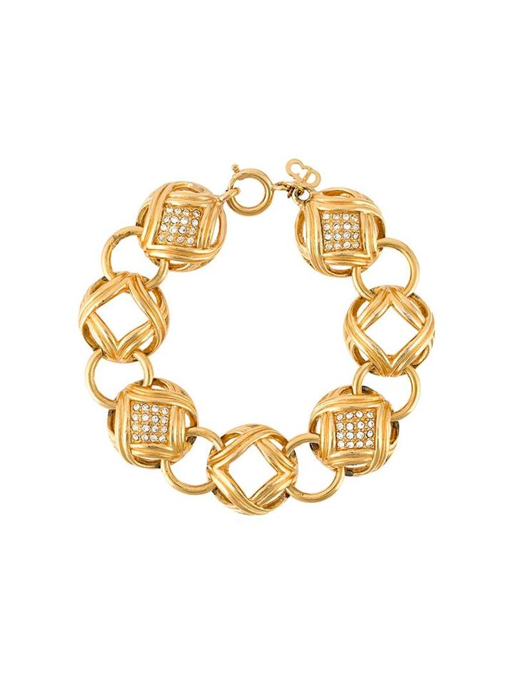 Christian Dior Vintage Crystal Balls Bracelet, Women's, Metallic