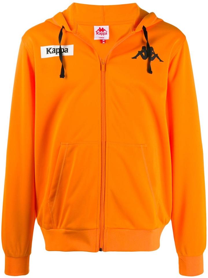 Kappa Logo Printed Zipped Hoodie - Orange