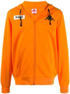 Kappa Logo Printed Zipped Hoodie - Orange