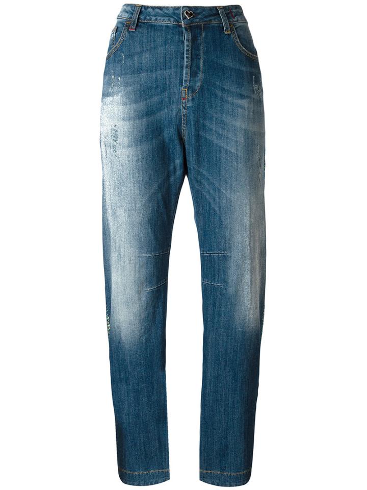 Twin-set High-rise Tapered Jeans, Size: 25, Blue, Cotton/spandex/elastane
