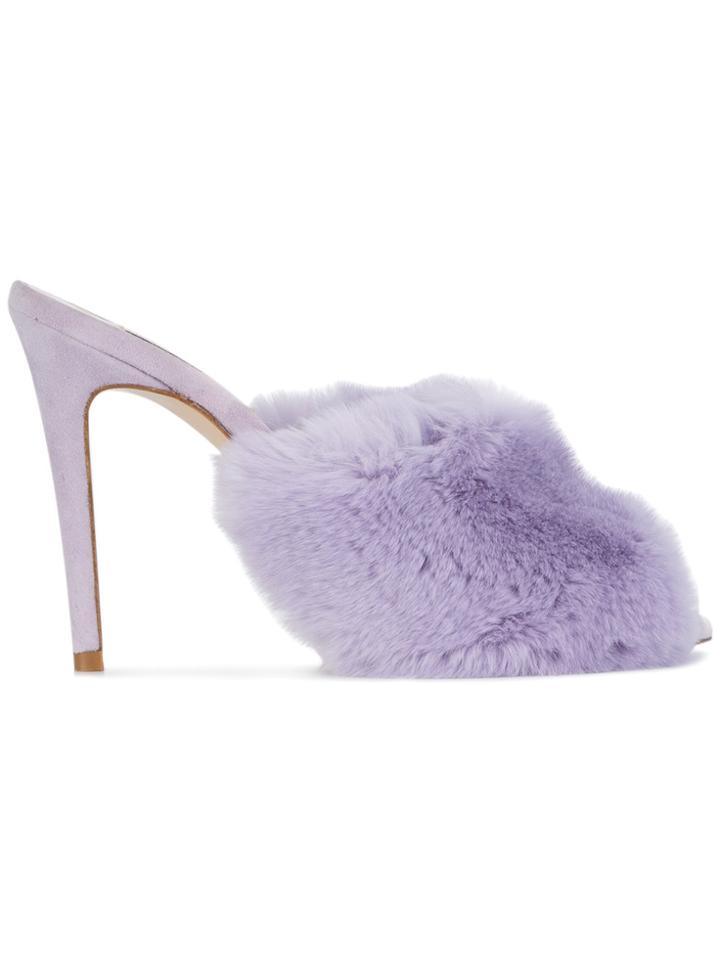 Natasha Zinko Lilac Fur 125 Mules - Pink & Purple