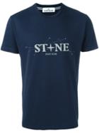 Stone Island Logo Print T-shirt, Men's, Size: Medium, Blue, Cotton
