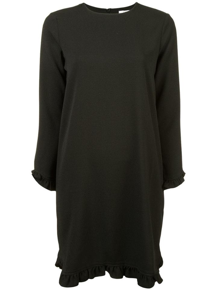 Ganni Frill Trim Shift Dress - Black