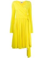 Msgm Long Sleeve Wrap Dress - Yellow