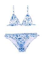Ermanno Scervino Junior Paisley Triangle Bikini - Blue
