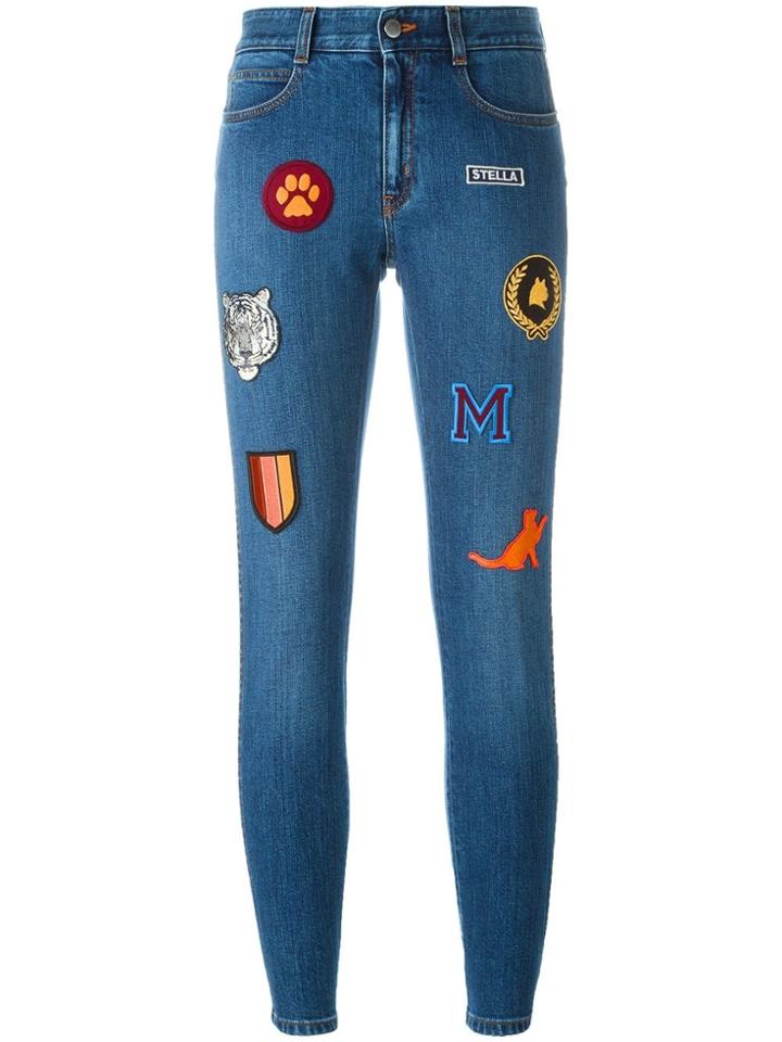 Stella Mccartney Embroidered Patch Skinny Jeans - Blue