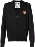 Moschino Bear Crest V-neck Cardigan - Black
