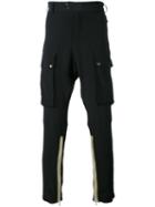 No21 - Embroidered Patch Cargo Trousers - Men - Silk/acetate - 46, Black, Silk/acetate