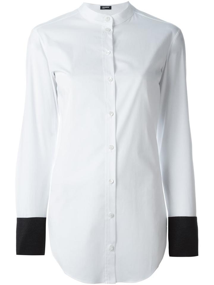 Jil Sander Navy Contrast Cuffs Shirt, Women's, Size: 38, White, Cotton/spandex/elastane