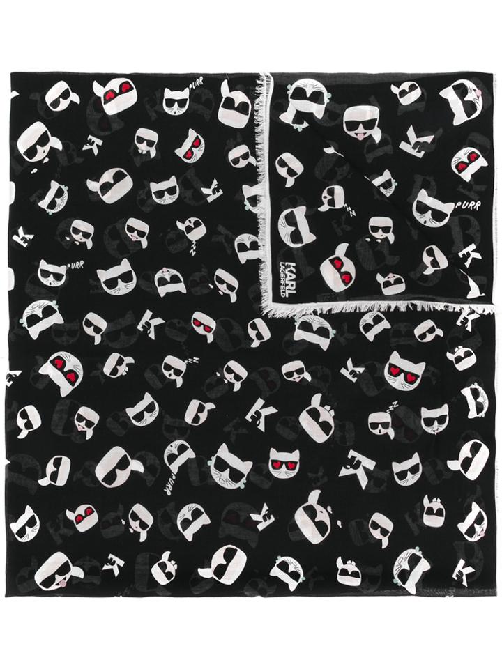 Karl Lagerfeld K/ikonik Faces Scarf - Black