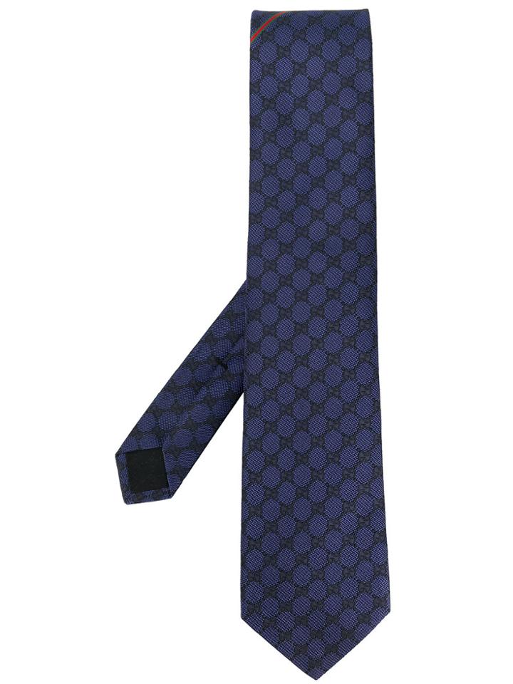 Gucci Gg Pattern Tie - Blue