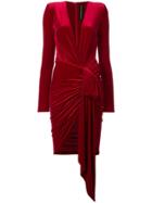 Alexandre Vauthier V-neck Ruched Mini Dress - Red