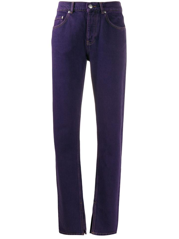 Ganni Mid Rise Ankle Slit Jeans - Purple