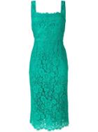 Dolce & Gabbana Floral Lace Dress, Women's, Size: 42, Green, Silk/cotton/spandex/elastane/viscose