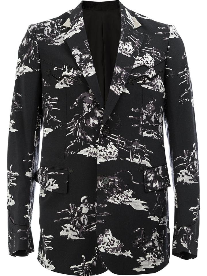 Takahiromiyashita The Soloist Printed Button Blazer - Black