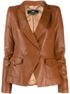 Elisabetta Franchi Textured Blazer Jacket - Brown