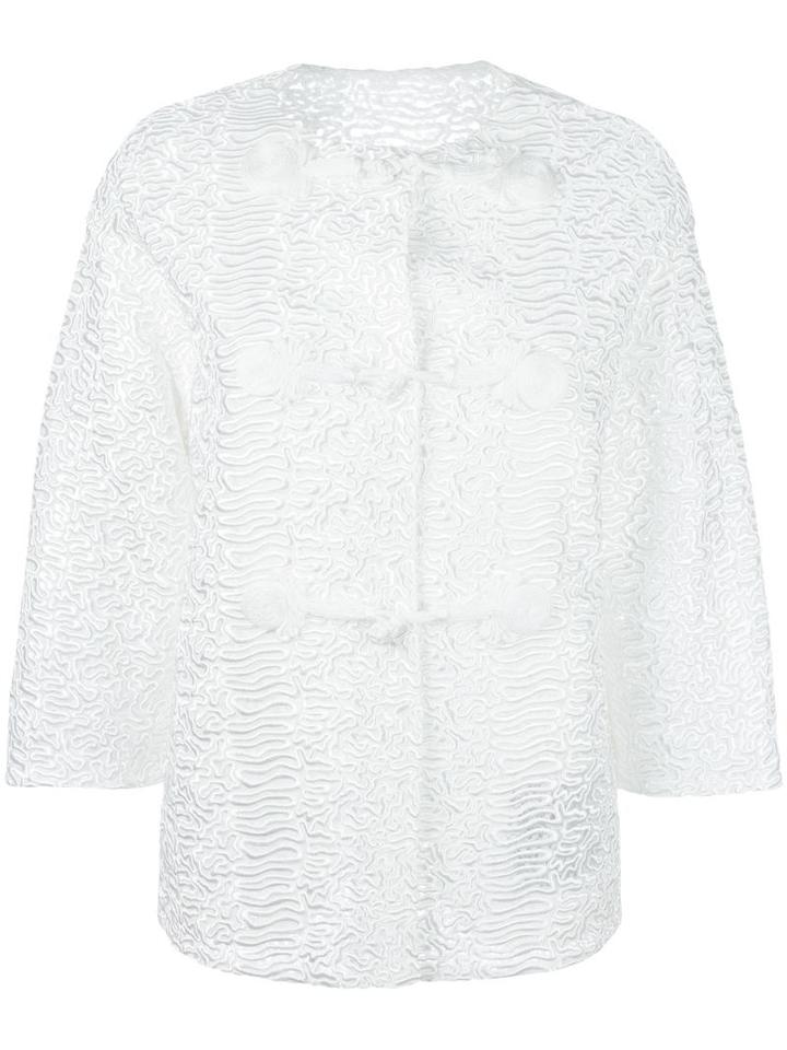 Ermanno Scervino Collarless Textured Jacket, Women's, Size: 38, White, Polyamide/polyester