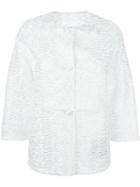 Ermanno Scervino Collarless Textured Jacket, Women's, Size: 38, White, Polyamide/polyester