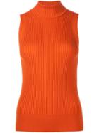 Maison Margiela Ribbed Turtleneck Top, Women's, Size: Small, Yellow/orange, Wool