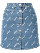 Ground Zero Buttoned Front Denim Skirt - Blue