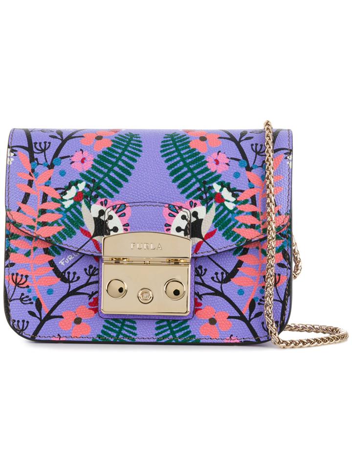 Furla Floral Prined Crossbody Bag - Pink & Purple
