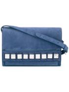 Tomasini - Square Applique Shoulder Bag - Women - Suede - One Size, Blue, Suede