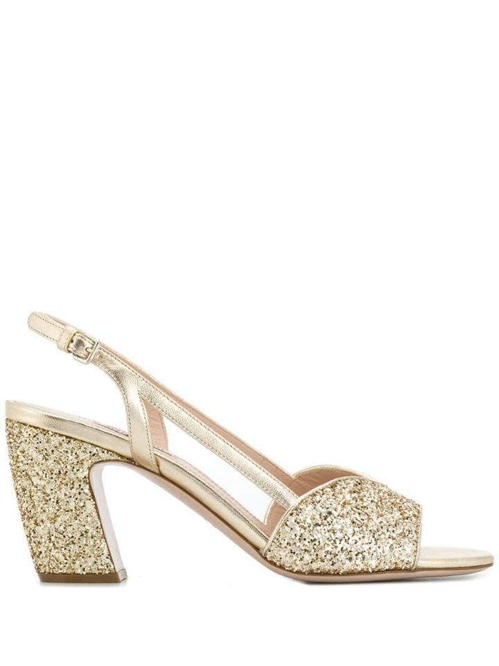 Miu Miu Glitter Sandals - Neutrals
