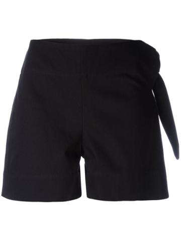 Casa Nata - Side Tie Shorts - Women - Cotton/spandex/elastane - L, Black, Cotton/spandex/elastane