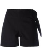 Casa Nata - Side Tie Shorts - Women - Cotton/spandex/elastane - L, Black, Cotton/spandex/elastane
