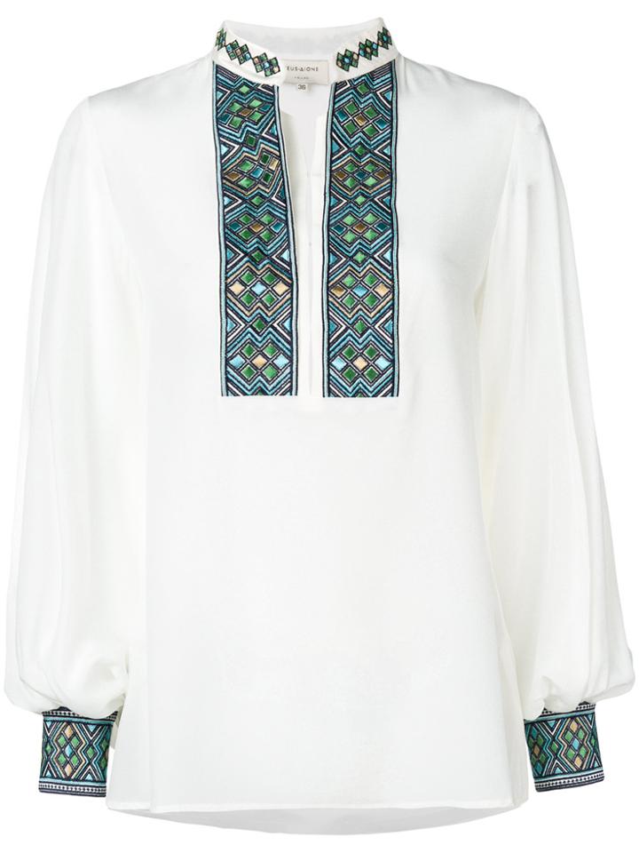 Zeus+dione Embroidered Bib Blouse - White