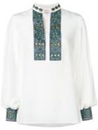 Zeus+dione Embroidered Bib Blouse - White