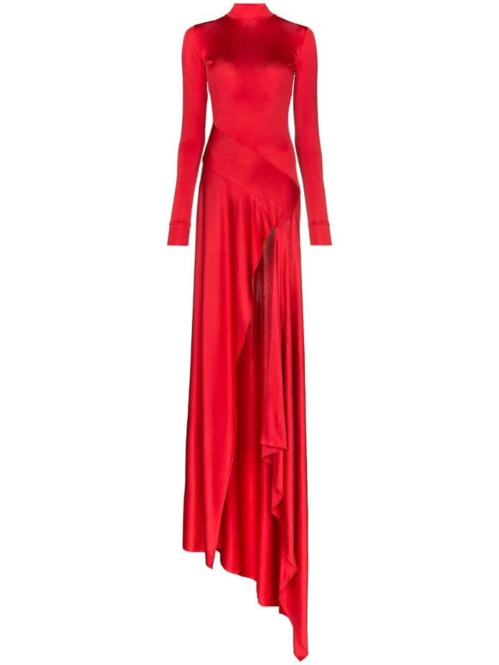 Michael Lo Sordo Asymmetric Slit Dress - Red