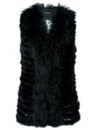 Twin-set Fur Vest, Women's, Size: Large, Black, Cotton/polyamide/viscose/lamb Fur