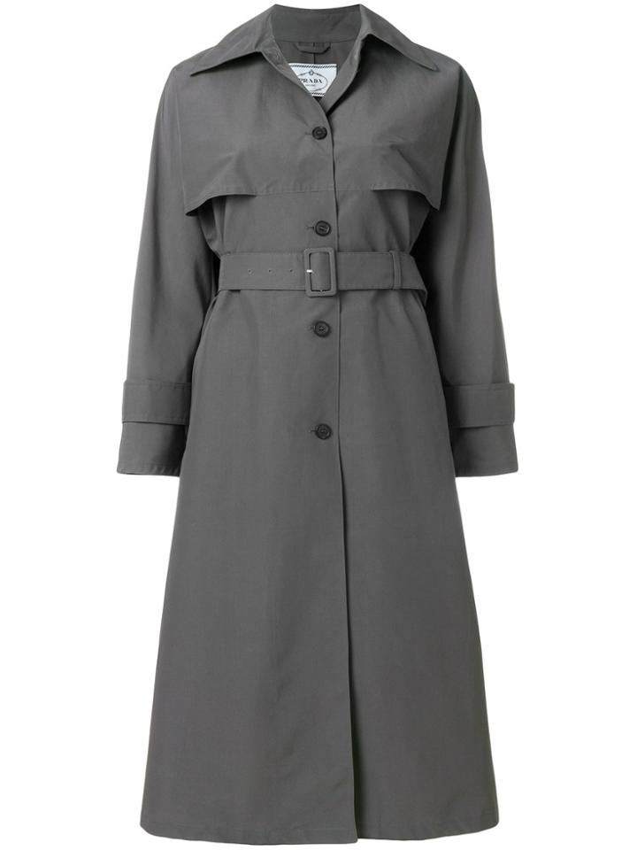 Prada Oversized Belted Trench Coat - Grey