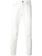 Saint Laurent Ripped Denim Jeans, Men's, Size: 32, White, Cotton