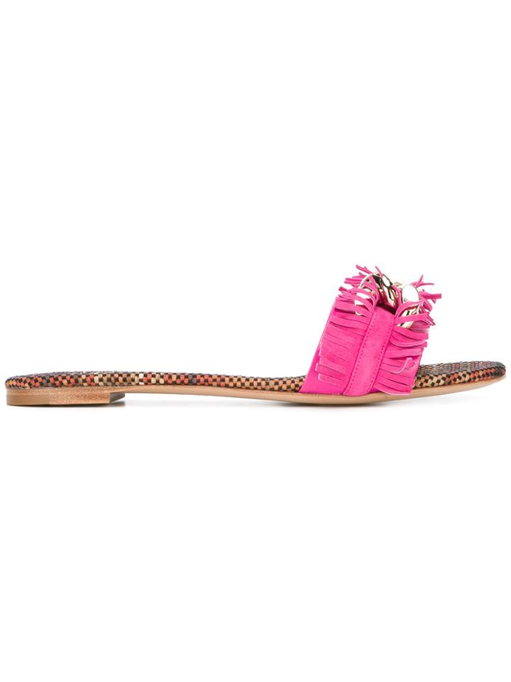 Casadei Frayed Sandals - Pink & Purple