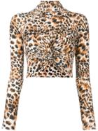 Nanushka Ocelot Print Twist Top - Brown