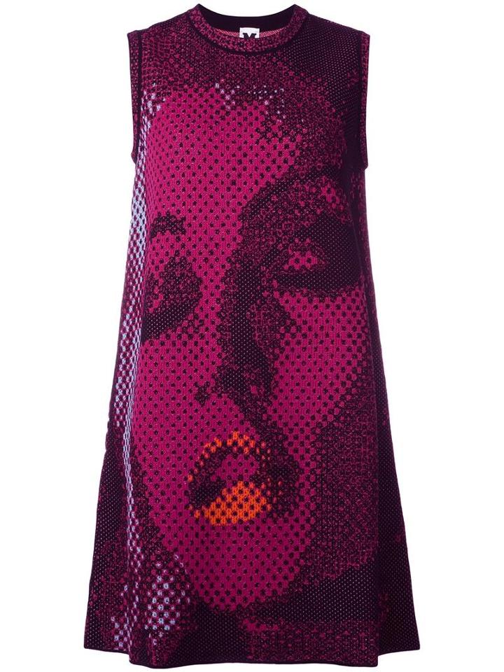 M Missoni Face Print Tank Dress, Women's, Size: 40, Black, Cotton/polyamide
