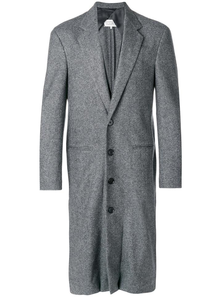 Maison Margiela Layered Placket Long Coat - Grey