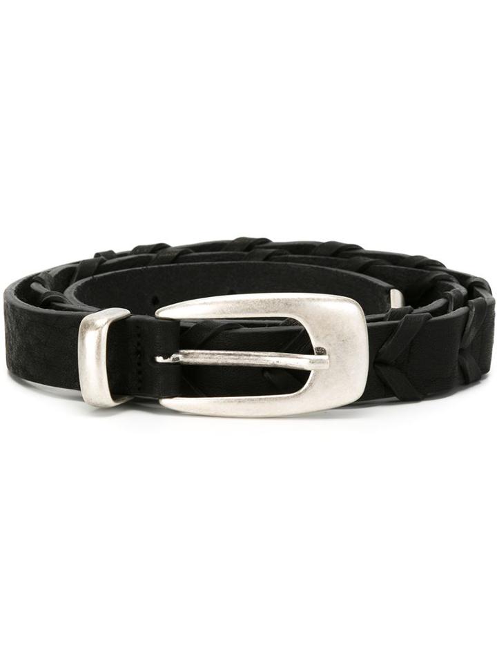 Eleventy Metal Tip Buckle Belt, Women's, Size: 80, Black, Leather/metal (other)
